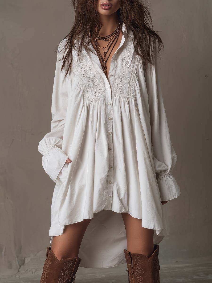 LUCIA | LACE DETAIL SHIRT DRESS FOR WOMEN