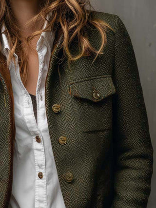 HONORINE | VINTAGE CHEVRON CONTRAST-TRIM BLAZER FOR WOMEN