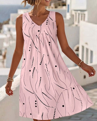 RIANNE | SLEEVELESS V-NECK PRINT DRESS FOR WOMEN