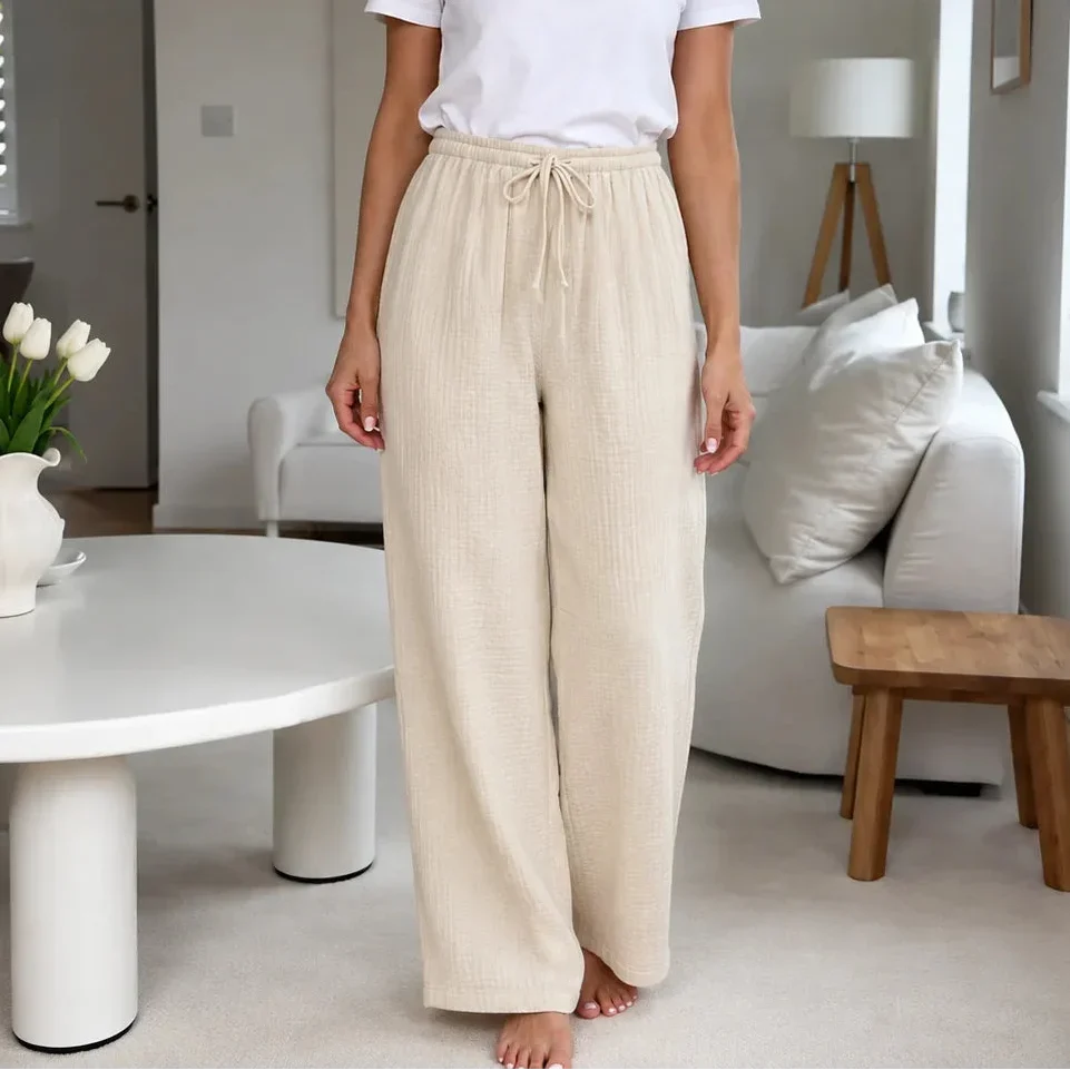 LORAVIE | CRINKLE WIDE LEG PANTS FOR WOMEN