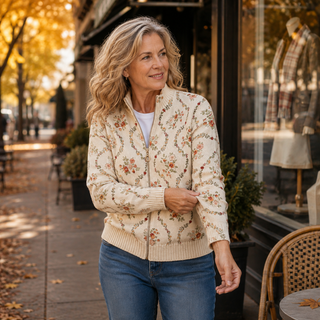 NOOR | DELICATE FLORAL VINE CARDIGAN FOR WOMEN