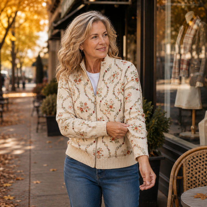 NOOR | DELICATE FLORAL VINE CARDIGAN FOR WOMEN