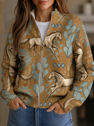 INES | DESERT HORSE CACTUS CARDIGAN FOR WOMEN
