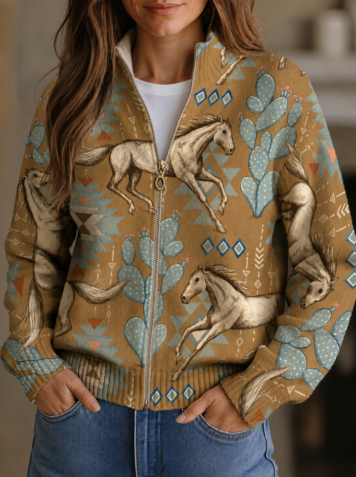 INES | DESERT HORSE CACTUS CARDIGAN FOR WOMEN