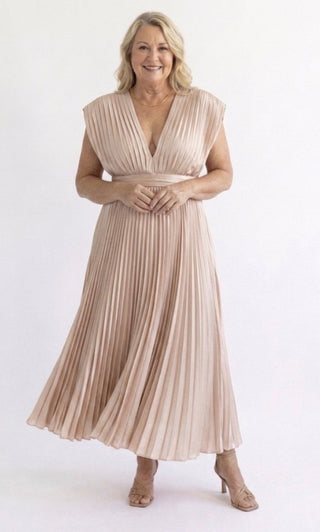 EDITH | TIMELESS PLEATED MIDI DRESS FOR WOMEN