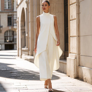 VALENTINA | HIGH-NECK DRAPED JUMPSUIT FOR WOMEN