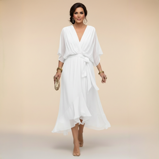 DAGMAR | V-NECK MIDI DRESS FOR WOMEN