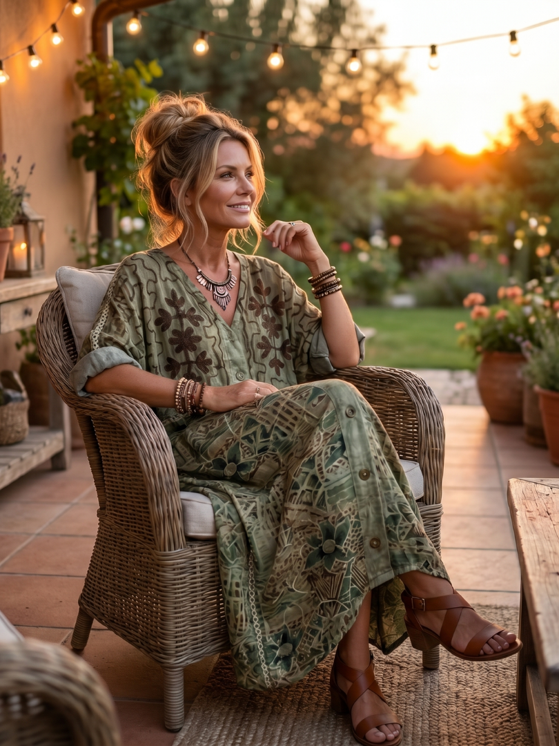 ALETA | BUTTON FRONT MIDI DRESS FOR WOMEN
