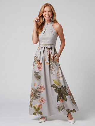 MEADOW | DRAPED HALTER MAXI DRESS FOR WOMEN