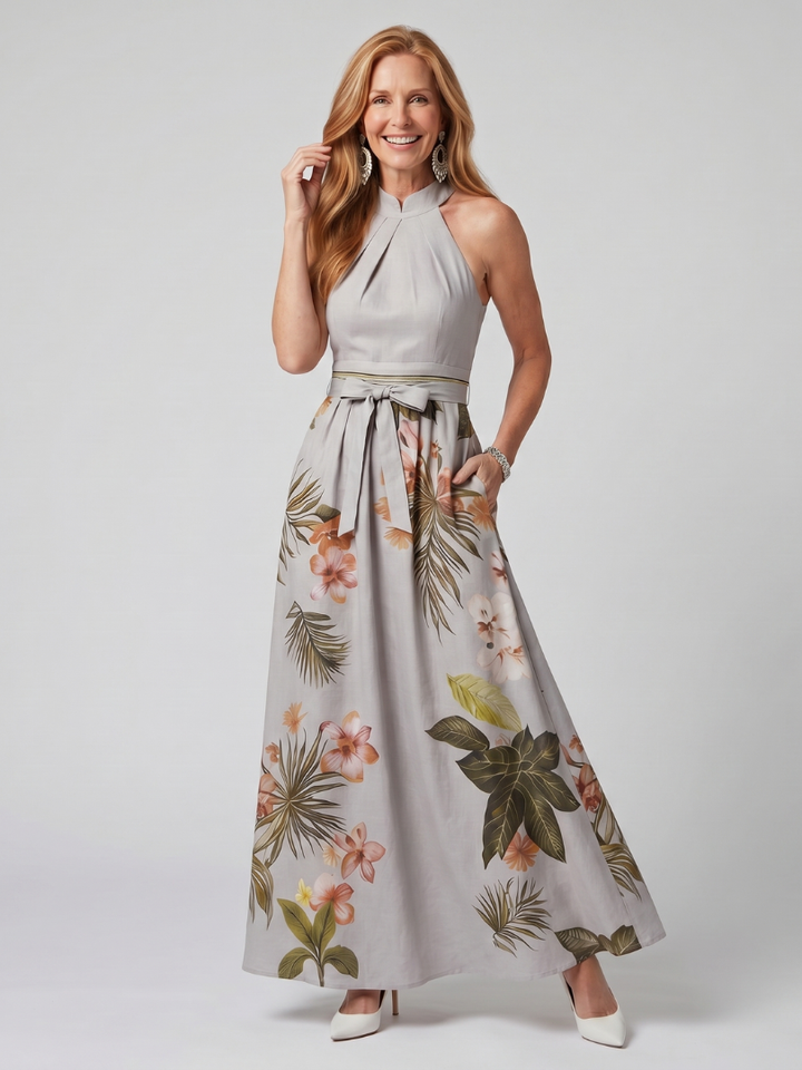 MEADOW | DRAPED HALTER MAXI DRESS FOR WOMEN