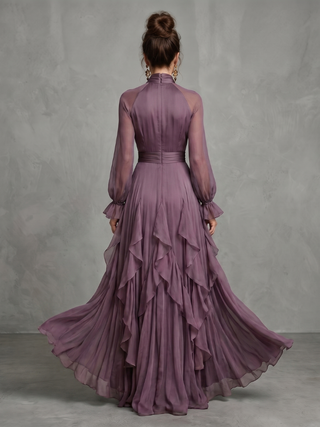 DEMETRIA | TIE NECK MAXI DRESS FOR WOMEN