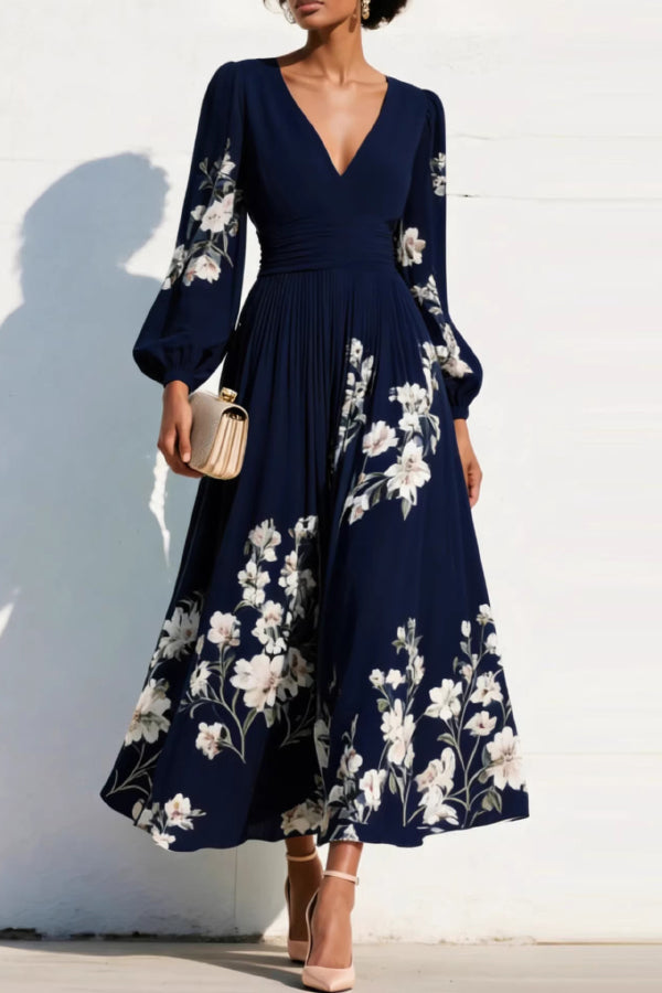 ELODIE | FLORAL V-NECK MAXI DRESS FOR WOMEN