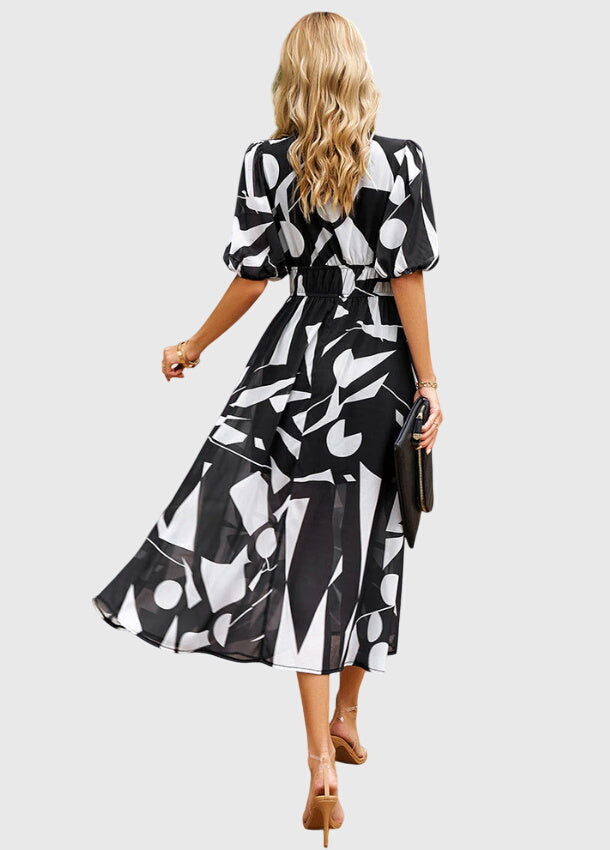 MAREN | FLATTERING FLORAL MIDI DRESS FOR WOMEN