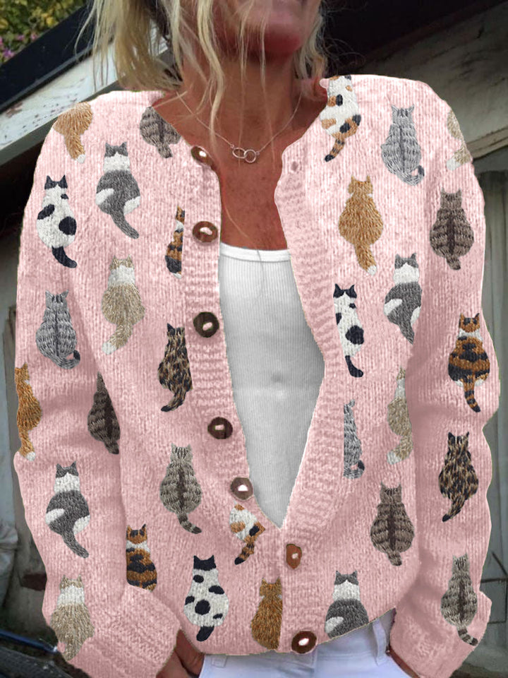 KLARA | COZY CAT PRINT CARDIGAN FOR WOMEN