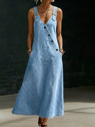 VERA | LONG DENIM BUTTON-DOWN DRESS FOR WOMEN