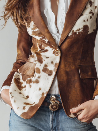 AGATHE | VINTAGE COW-PRINT ECO BLAZER FOR WOMEN