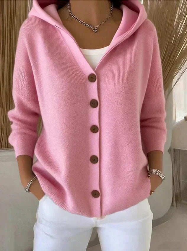 HELENA | HOODED BUTTON-UP KNIT CARDIGAN FOR WOMEN