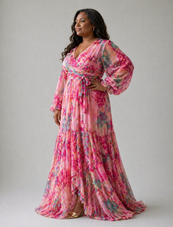GRETA | WRAP FLORAL PRINT DRESS FOR WOMEN