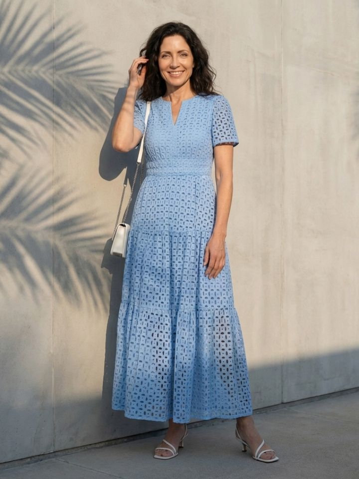 BRIELLE | NECK SLEEVE TIERED DRESS FOR WOMEN