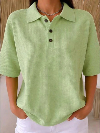 JULIETTE | WAFFLE POLO BLOUSE FOR WOMEN
