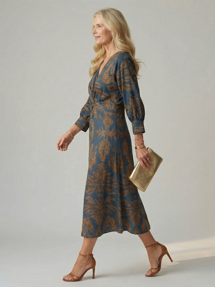 LUNE | NATURAL WRAP MIDI DRESS FOR WOMEN