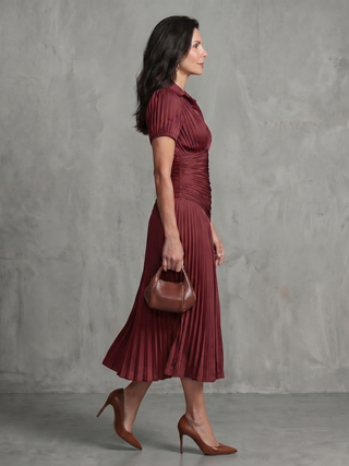 THEODORA | PLEATED WAISTLINE MIDI DRESS FOR WOMEN