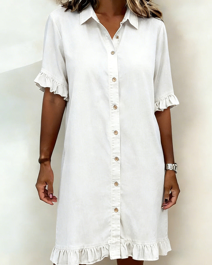 NANNA | RUFFLE SLEEVE DENIM DRESS FOR WOMEN