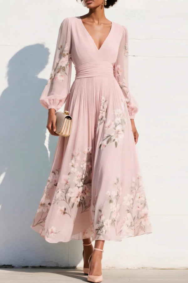 ELODIE | FLORAL V-NECK MAXI DRESS FOR WOMEN