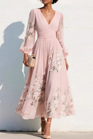 ELODIE | FLORAL V-NECK MAXI DRESS FOR WOMEN