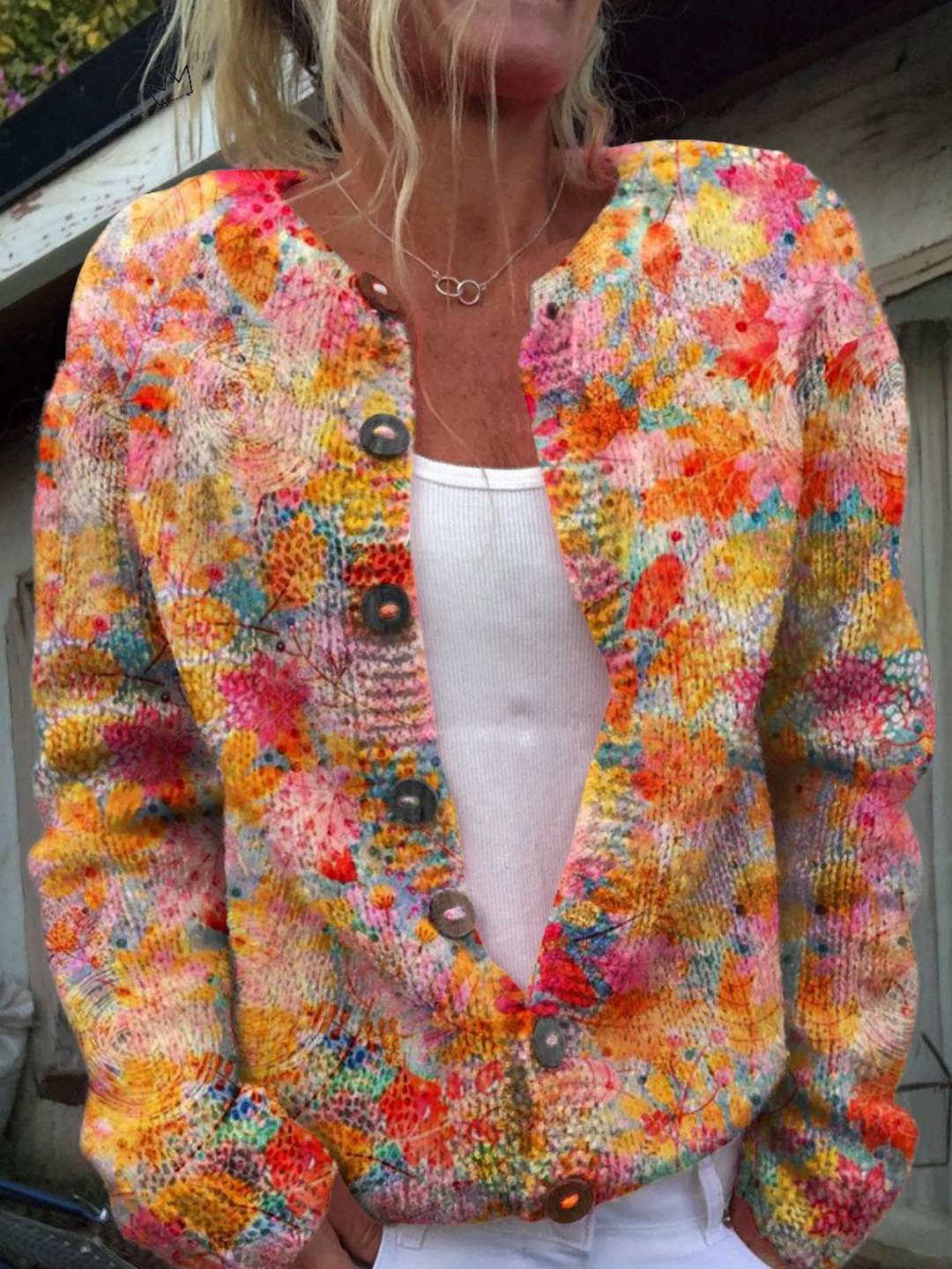VIRGINIE | VINTAGE PRINT CARDIGAN SWEATER FOR WOMEN