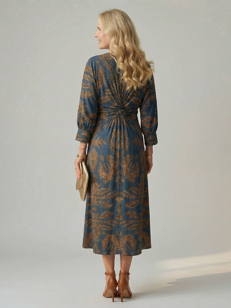 LUNE | NATURAL WRAP MIDI DRESS FOR WOMEN