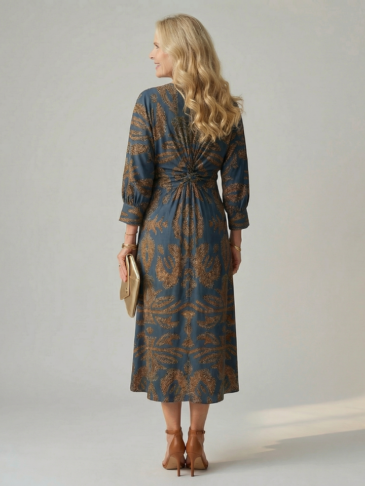 LUNE | NATURAL WRAP MIDI DRESS FOR WOMEN