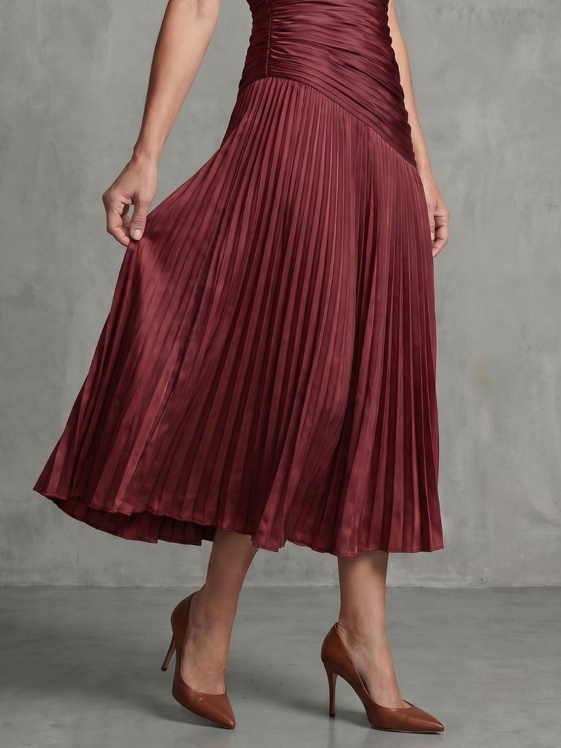 THEODORA | PLEATED WAISTLINE MIDI DRESS FOR WOMEN