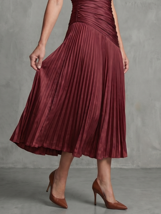 THEODORA | PLEATED WAISTLINE MIDI DRESS FOR WOMEN