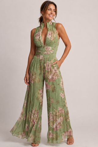 DJONI | PLEATED HALTER JUMPSUIT FOR WOMEN