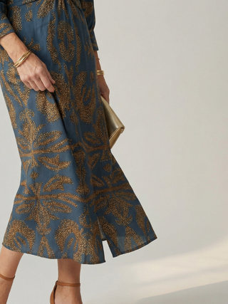 LUNE | NATURAL WRAP MIDI DRESS FOR WOMEN