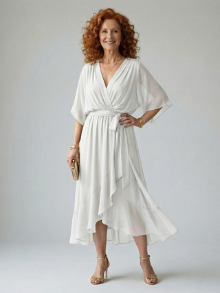 ELRIC | LIGHT DRAPE MIDI DRESS FOR WOMEN