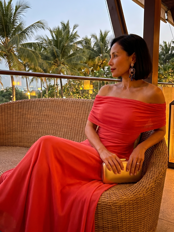 JUNE | OFF DRAPED MIDI DRESS FOR WOMEN