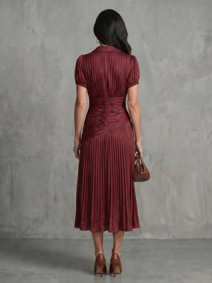 THEODORA | PLEATED WAISTLINE MIDI DRESS FOR WOMEN