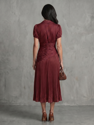 THEODORA | PLEATED WAISTLINE MIDI DRESS FOR WOMEN