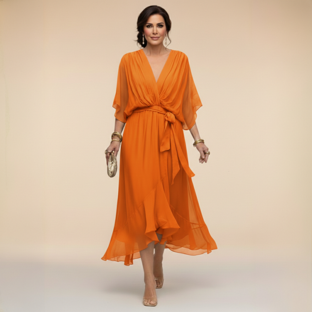 DAGMAR | V-NECK MIDI DRESS FOR WOMEN