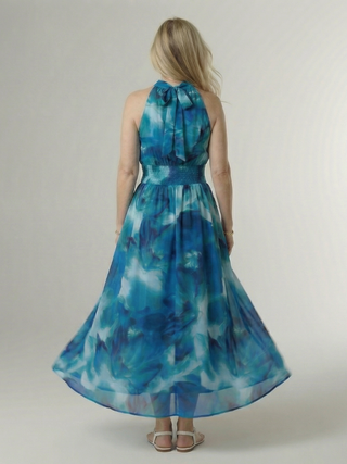 SYLIN | GATHERED HALTER MIDI DRESS FOR WOMEN