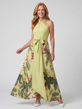 MEADOW | DRAPED HALTER MAXI DRESS FOR WOMEN