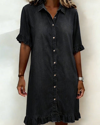 NANNA | RUFFLE SLEEVE DENIM DRESS FOR WOMEN