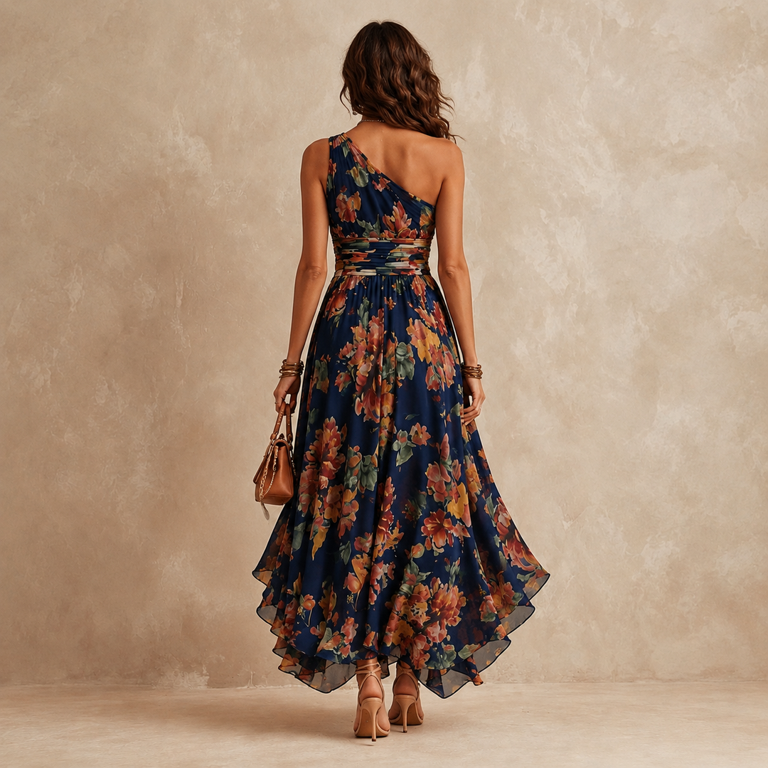 CELESTE | ONE-SHOULDER FLORAL MAXI DRESS FOR WOMEN