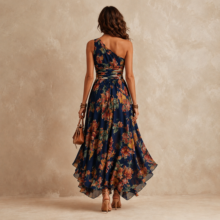CELESTE | ONE-SHOULDER FLORAL MAXI DRESS FOR WOMEN