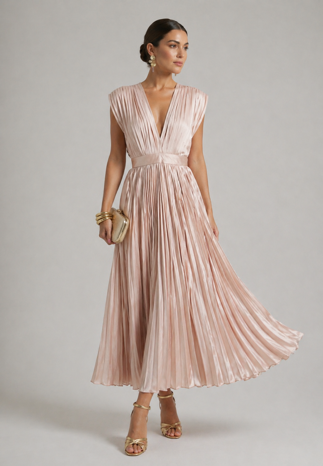EDITH | TIMELESS PLEATED MIDI DRESS FOR WOMEN