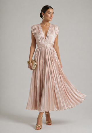 EDITH | TIMELESS PLEATED MIDI DRESS FOR WOMEN