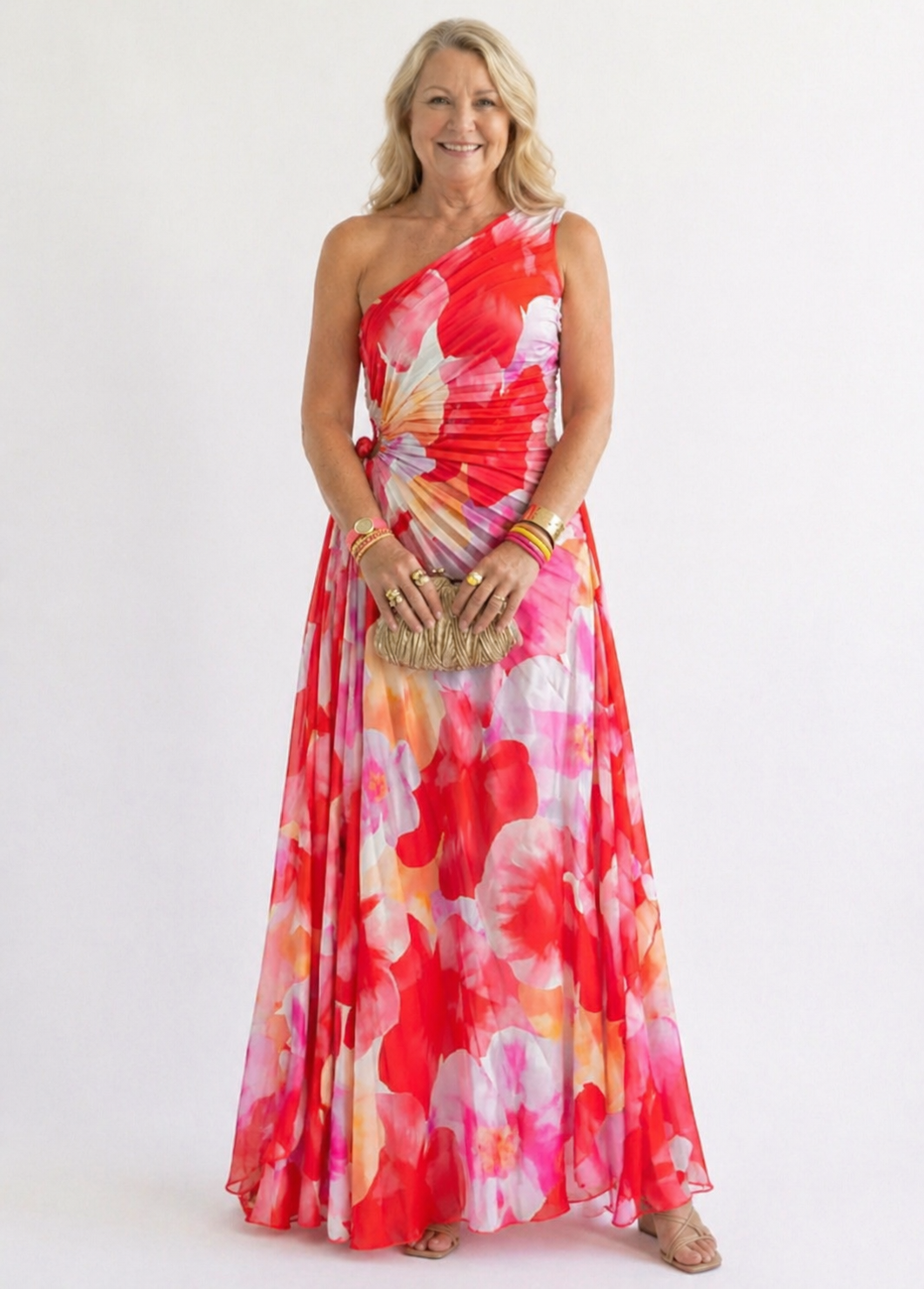 LENA | PLEATED ONE-SHOULDER DRESS FOR WOMEN