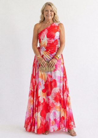 JANNEKE | VIBRANT TROPICAL EVENING DRESS FOR WOMEN